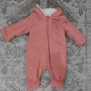 3 Cozy Pink Hooded Baby One Piece